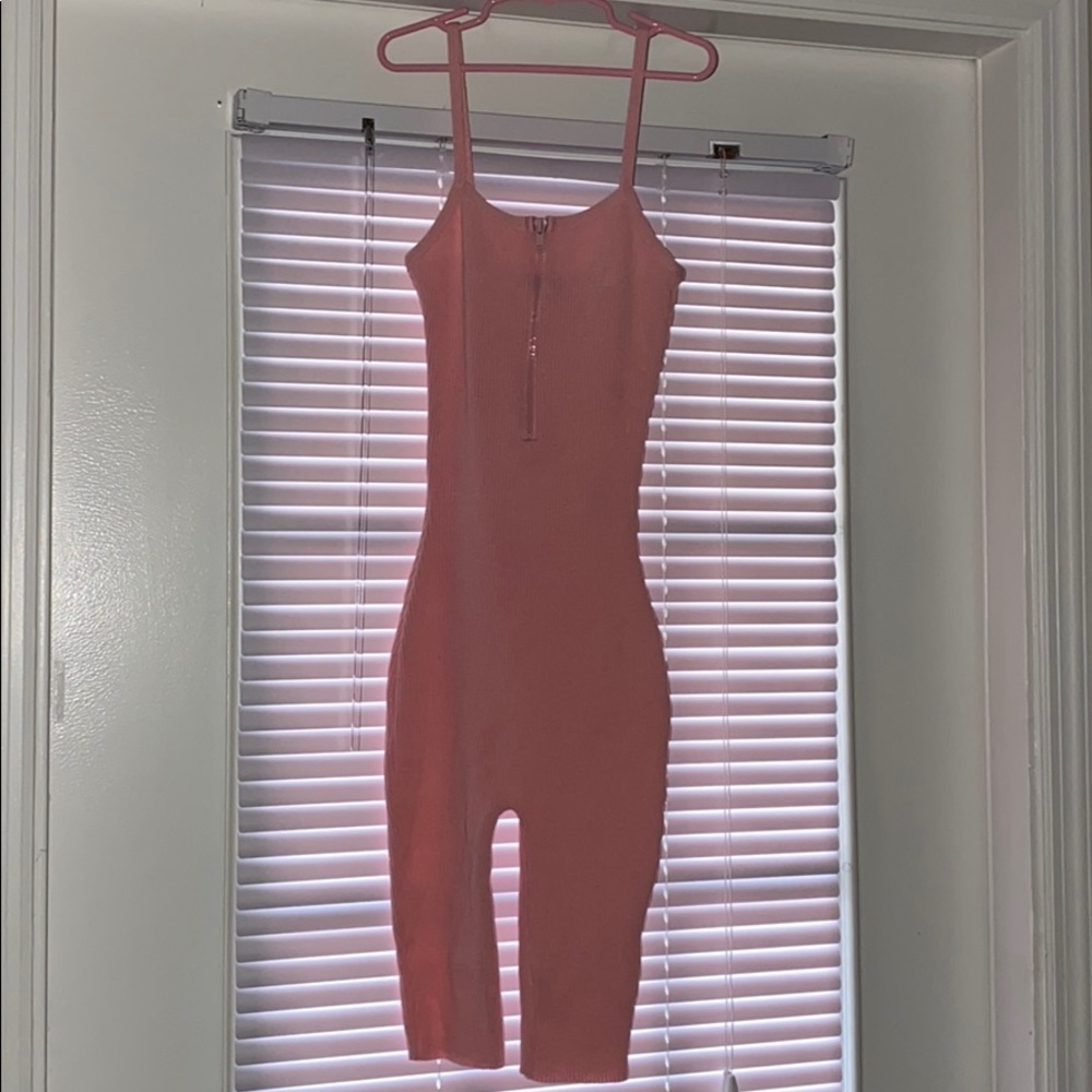 Pink Ribbed Jumpsuit